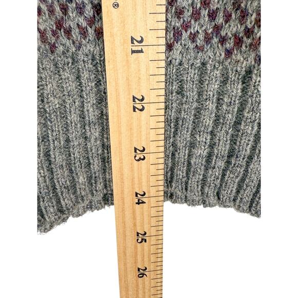 Handmade Knit Wool Sweater Womens M Gray Maroon Scotland Anna Skea Cottage Cntry - Picture 7 of 8